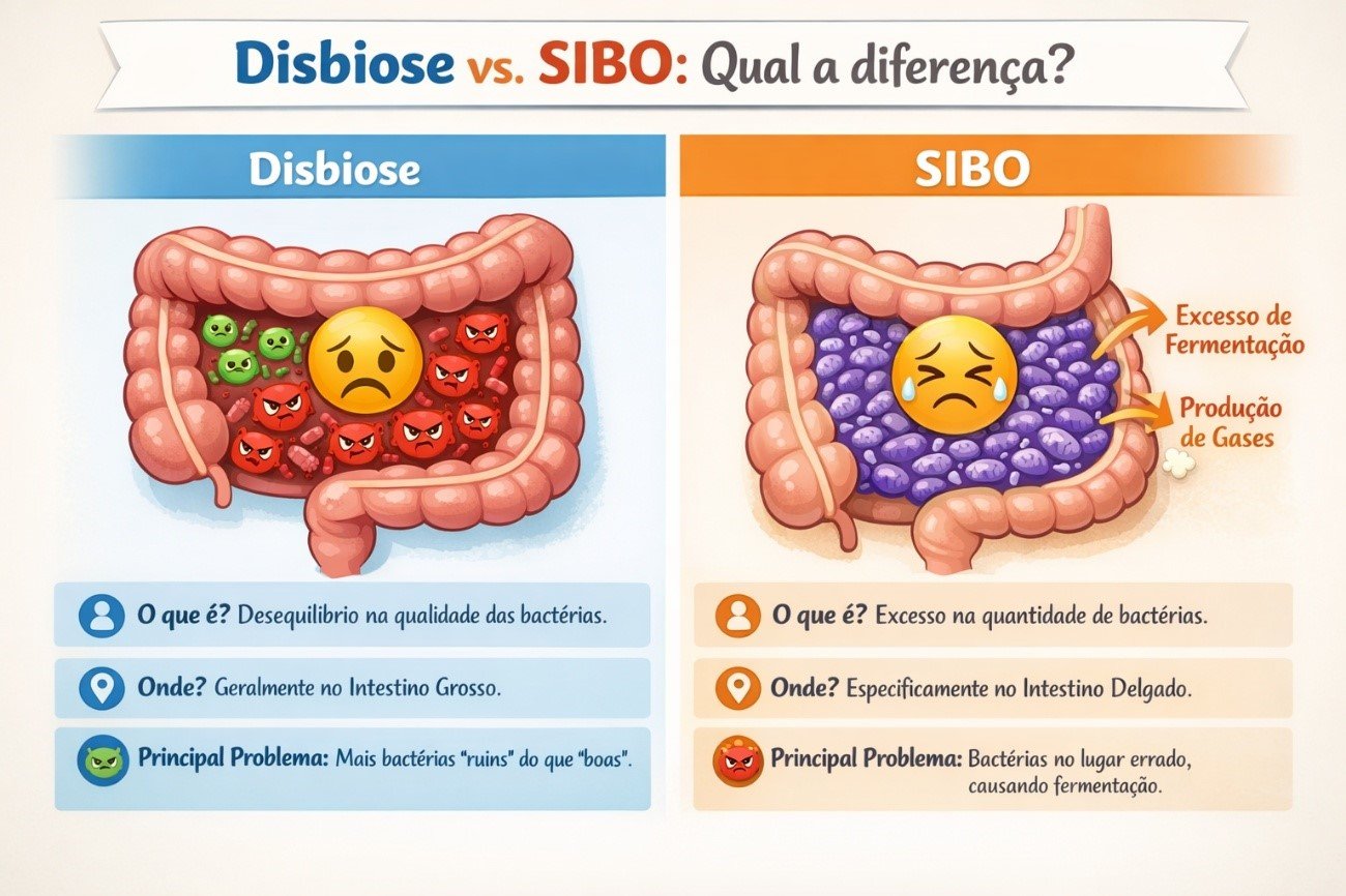 Entenda as diferenças entre Disbiose e SIBO