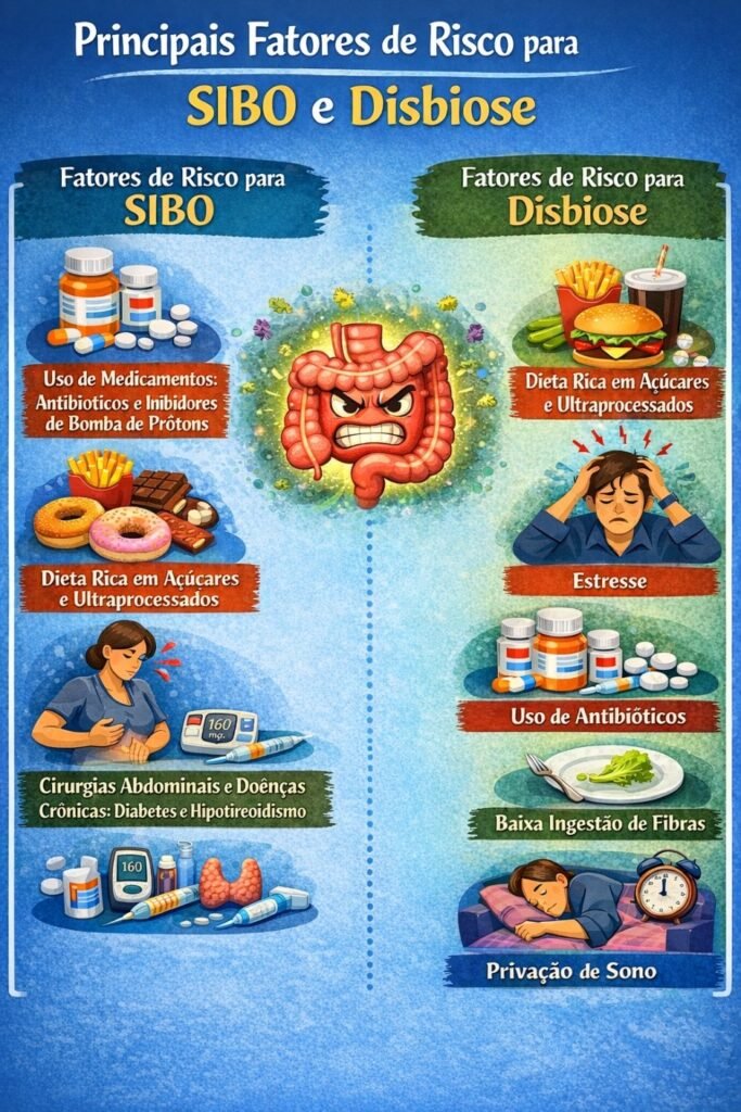 Conheça os principais fatores de risco para SIBO e Disbiose