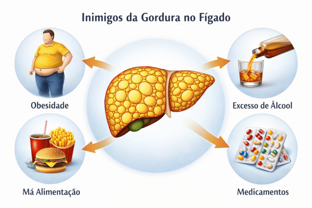 Os causadores da esteatose hepática